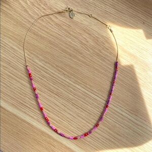 LOFT Pink and Red Necklace with Delicate Beads
